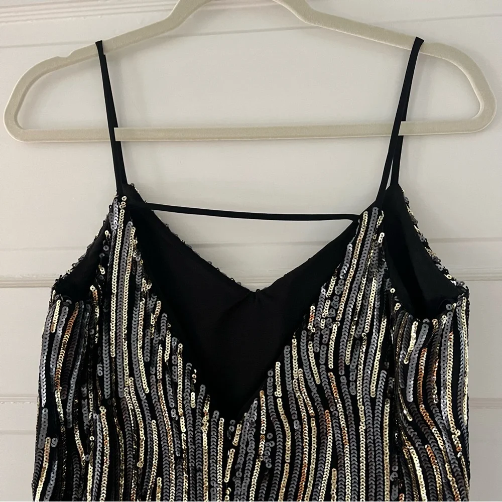 EUC Sequin Party Dress - Black Gold - Picture 5 of 10